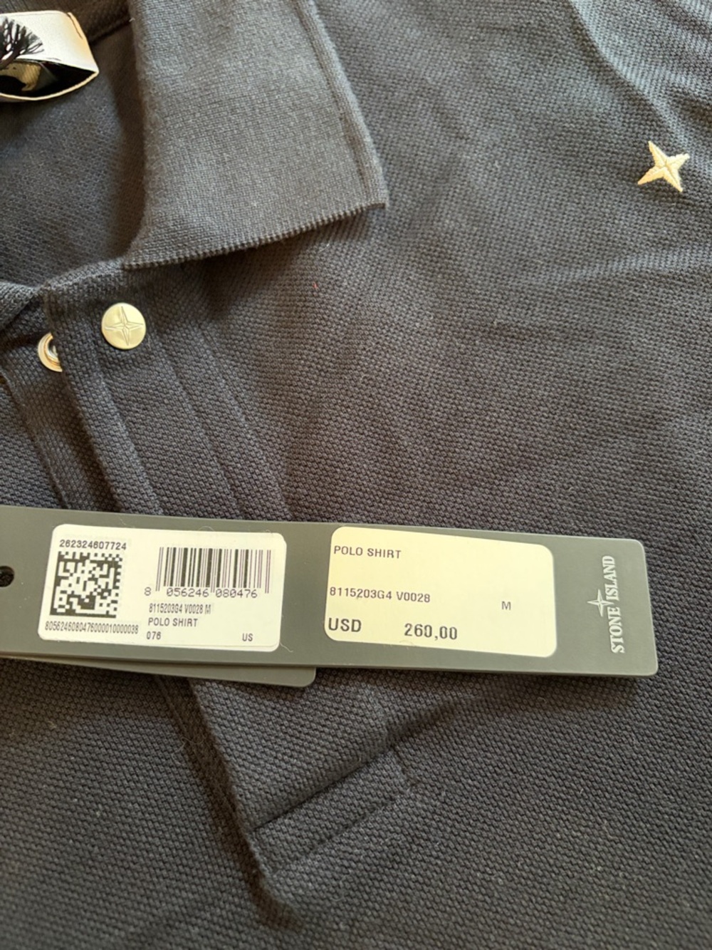 Stone Island Men's Dark Navy Polo with Star Detail - Picture 3 of 4